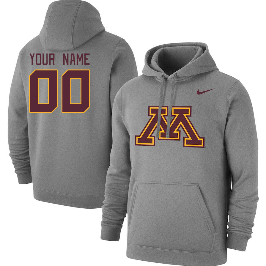Custom Minneota Golden Gophers Name And Number College Hoodie-Gray - Click Image to Close